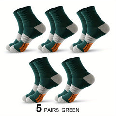 5pcs Men's Sweat Absorbing Cotton Socks for Sports