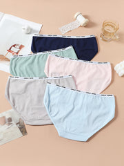 5pcs Letter Tape Briefs Stretchy Intimates Panties Women's Lingerie