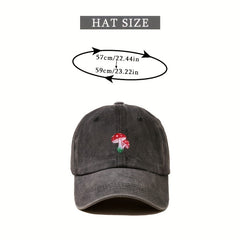 Unisex Sunshade Adjustable Baseball Cap with Mushroom Embroidery