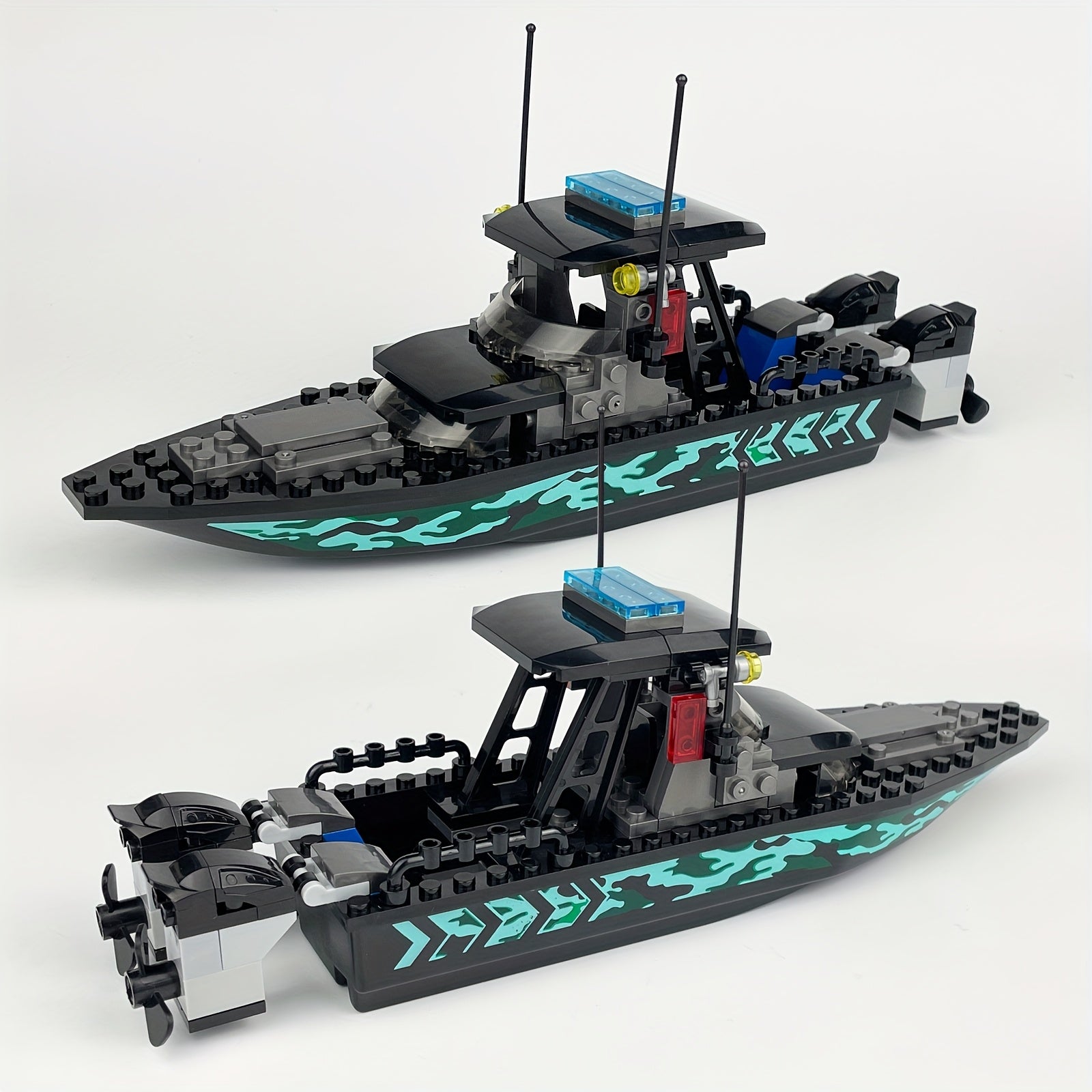 89pcs Detailed Yacht Building Block Model Set with Antenna & Flaps