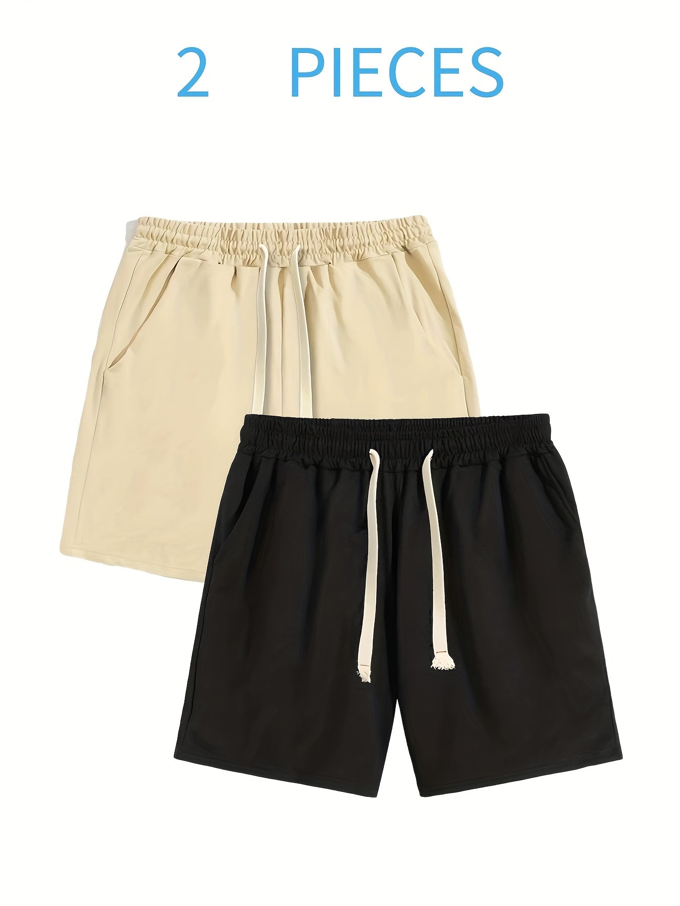 Men's Casual Drawstring Gym Shorts for Running - 2pcs Set