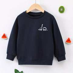Dinosaur Print Boys Casual Pullover Sweatshirt Long Sleeve Crew Neck Tops