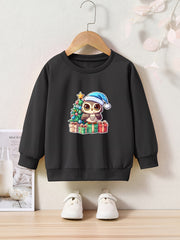 Lovely Baby Owl Crew Neck Long Sleeve Sweatshirt for Girls Boys Kids Clothes