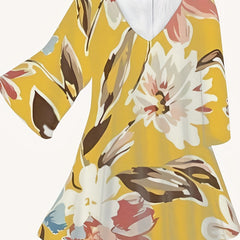 Floral Print V-Neck Mini Dress