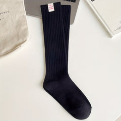 Letter Patched Calf Socks Knee High Women's Stockings