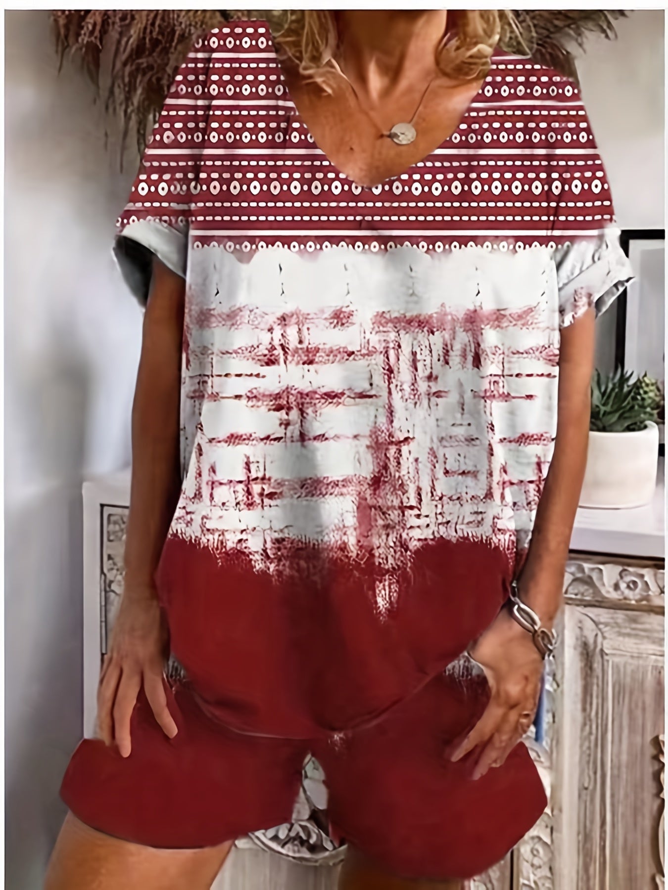 Graphic Print Tee & Shorts Set