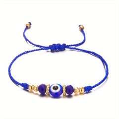Y2K Style Beaded String Bracelet Devil's Eye Pattern Beads Adjustable Braided