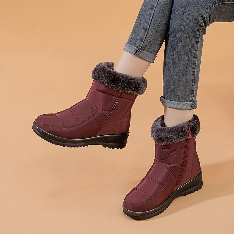Women's Side Zip Snow Boots Plush Inner Thermal Ankle Boots Non Slip