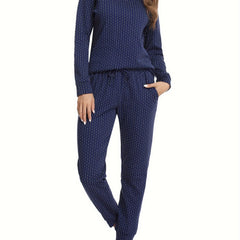 Polka Dot V-Neck Lounge Set Long Sleeve & Pants Women's Loungewear