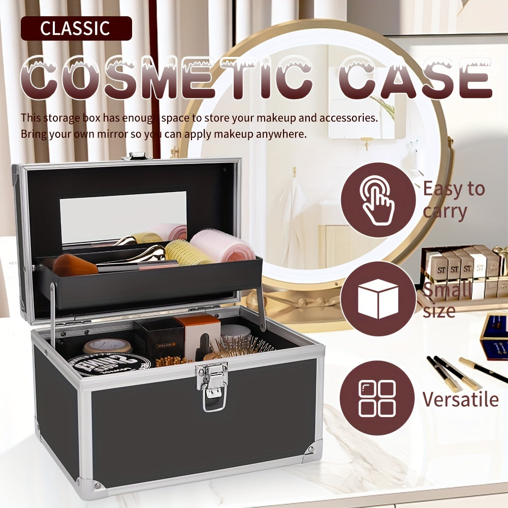 Professional Makeup Beauty Case Organizer Box Portable with Mirror & Handle