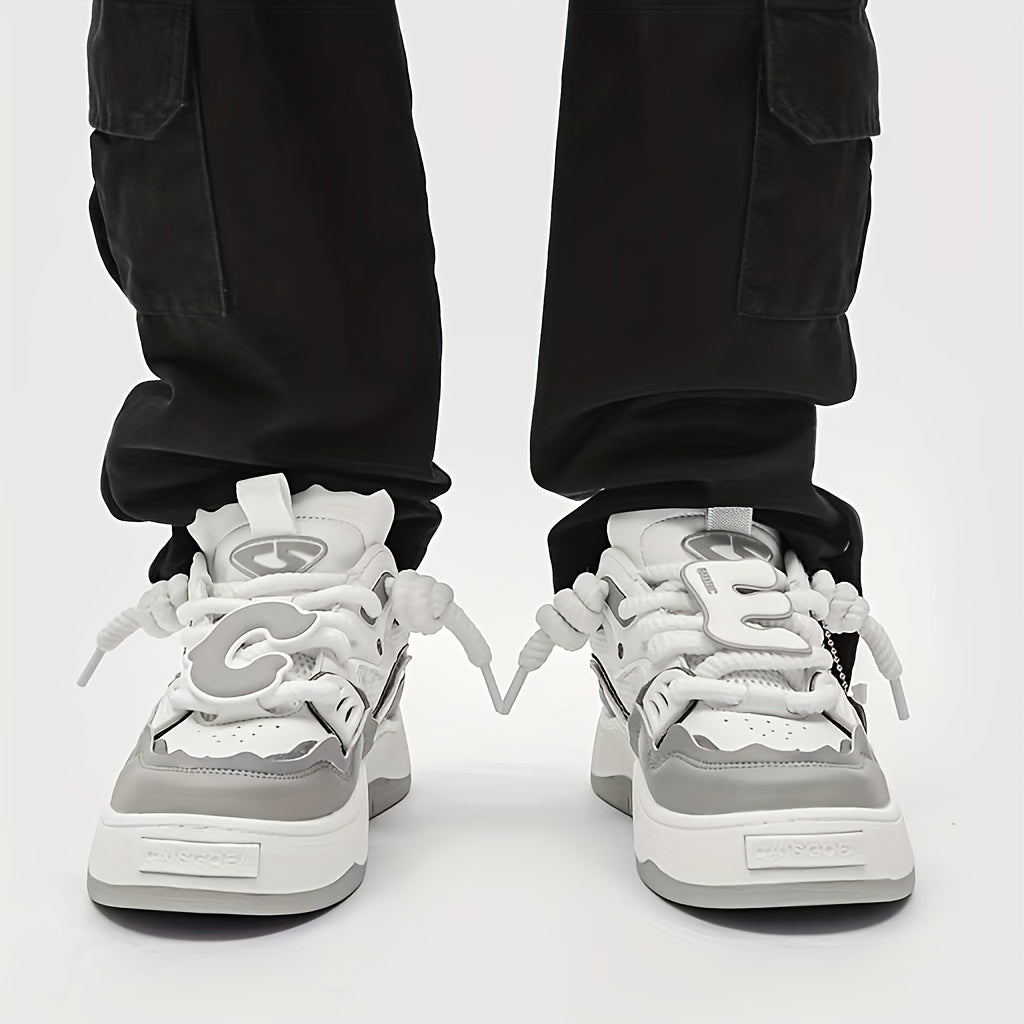 Men's Mesh Lace Up Platform Skate Shoes Non Slip Casual Shoes