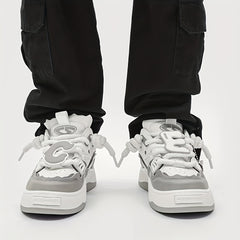 Men's Mesh Lace Up Platform Skate Shoes Non Slip Casual Shoes