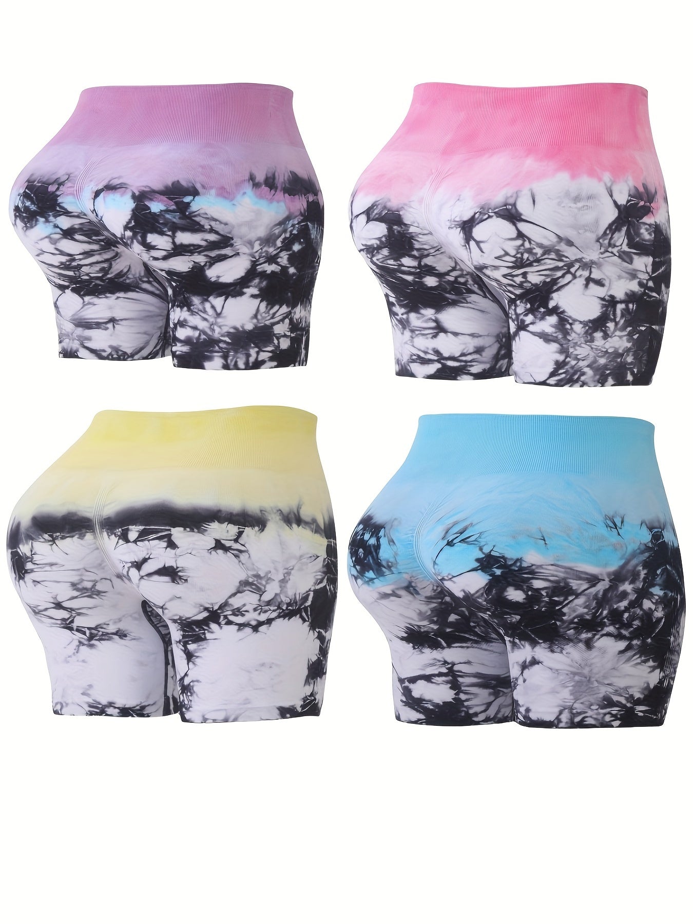 4Pcs High Waist Yoga Shorts Butt Lifting Seamless Fitness Sports Shorts