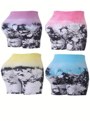 4Pcs High Waist Yoga Shorts Butt Lifting Seamless Fitness Sports Shorts