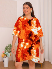 Tie Dye Split Tee Sleep Dress