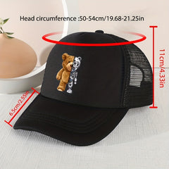 Mesh Print Mechanical Bear Baseball Cap Sunshade Breathable Duck Tongue Cap