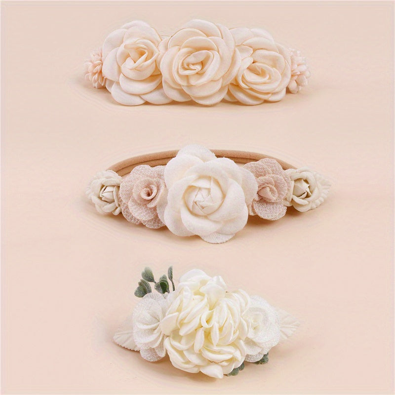 3 Pcs Cute Flower Hairbands for Baby Girls Infants Toddlers