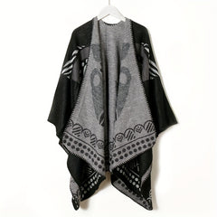 Boho Geometric Pattern Shawl Cashmere Wrap Thick Warm Cape