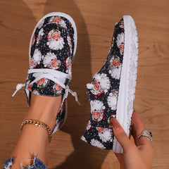 Christmas Santa Print Soft Sole Canvas Sneakers