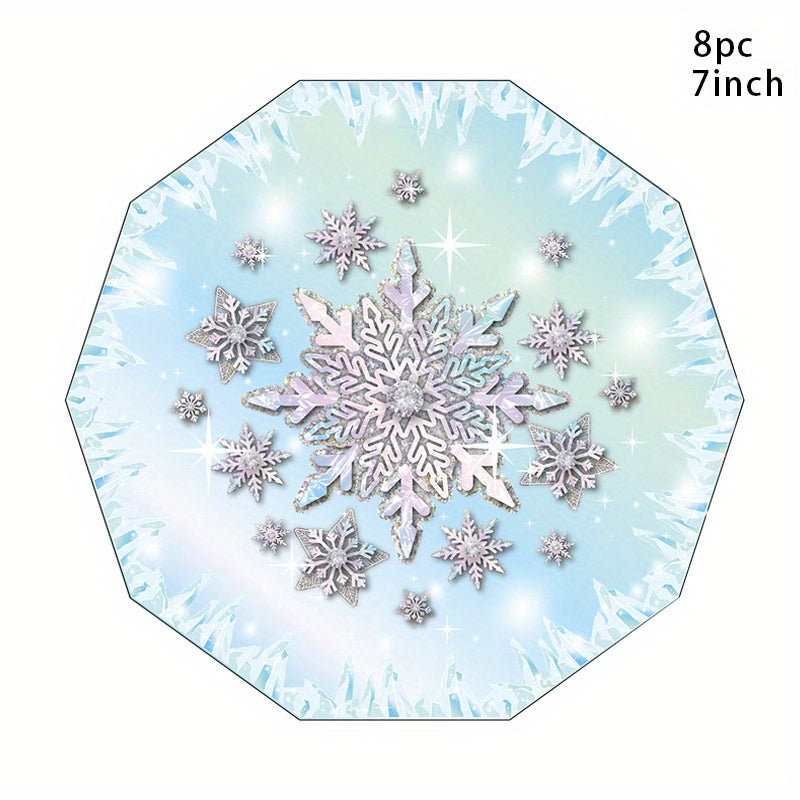 Snowflake Party Tableware Set - Plates, Cups & Napkins for Birthdays