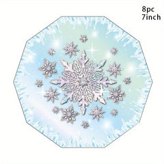 Snowflake Party Tableware Set - Plates, Cups & Napkins for Birthdays