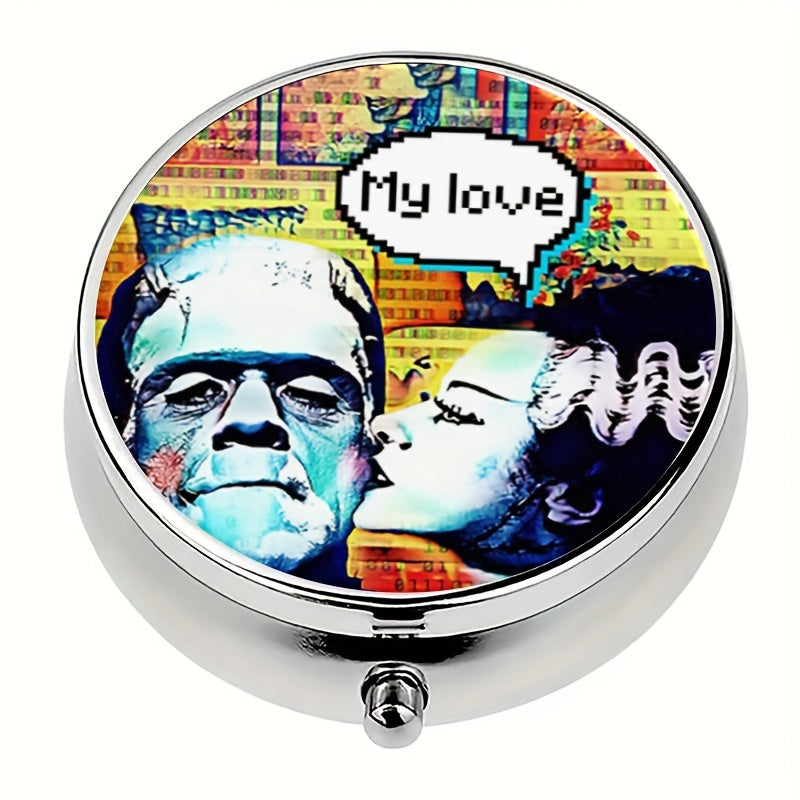 Mini Portable Pill Case with 3 Compartments Unique Horror Monster Love Design