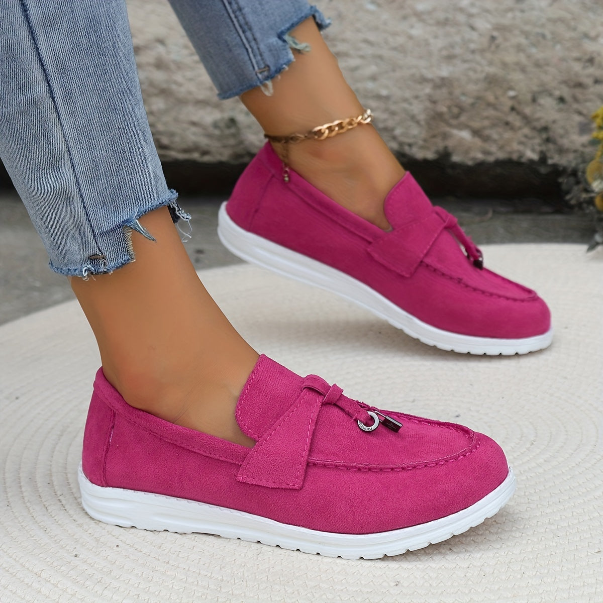 Metal Decor Lightweight Slip On Skate Shoes
