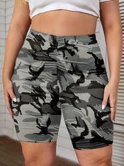 Camo Print High Waist Skinny Shorts