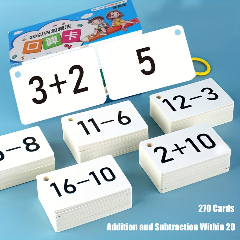 Paper Addition Subtraction Flashcards 270pcs Within 20 Math Learning Set