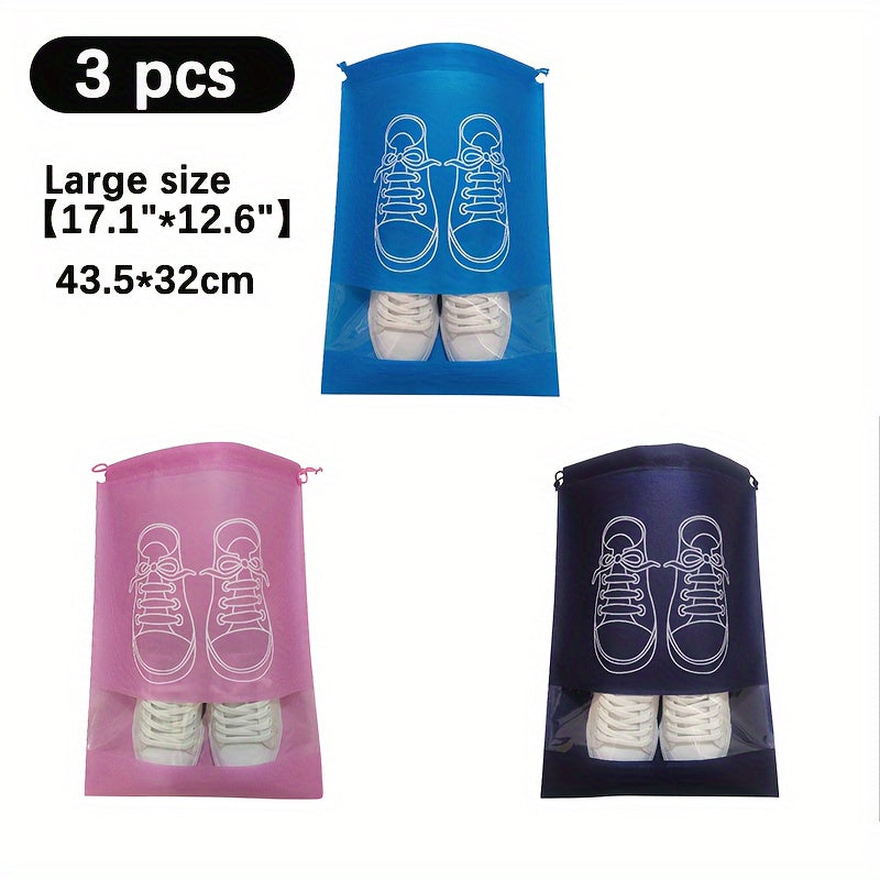 6pcs Portable Shoe Drawstring Storage Bag Non Woven Fabric Shoe Bag