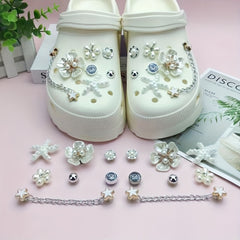 14pcs Crocodile Sandal Topper DIY Removable Flower Buckle