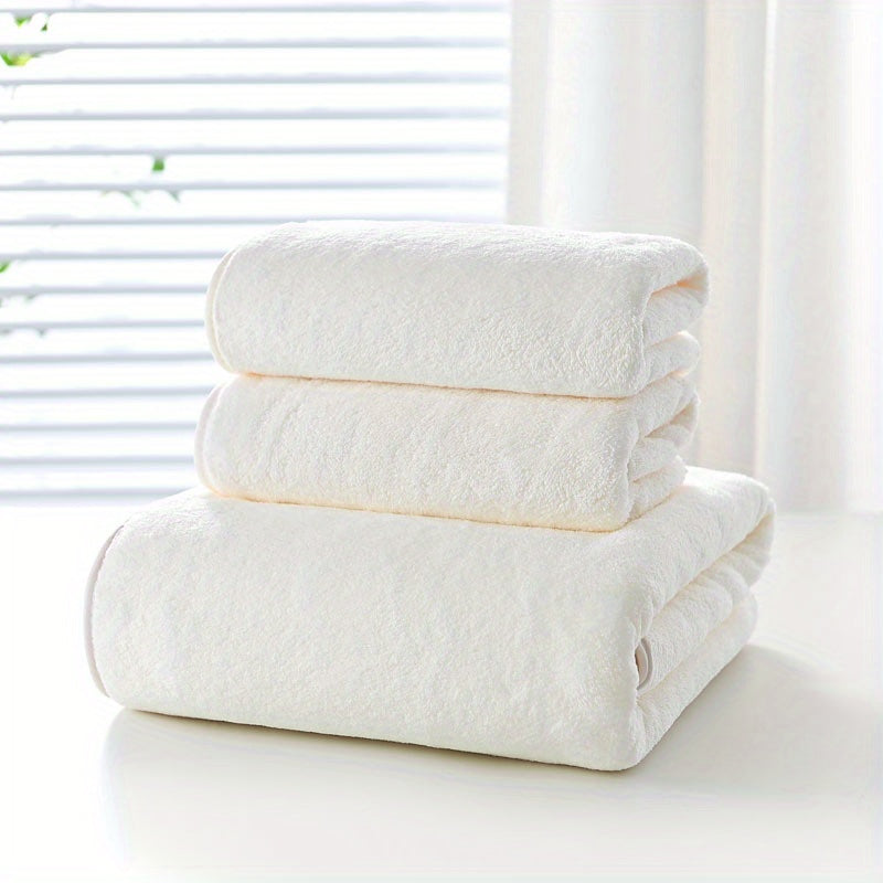 3pcs High Density Coral Fleece Towel Set Soft & Absorbent