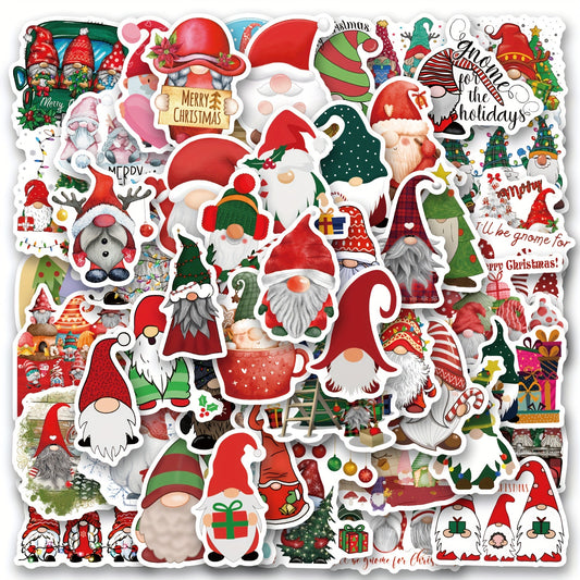 56pcs Christmas Gnome Vinyl Stickers - Waterproof for Water Bottle Laptop Phone