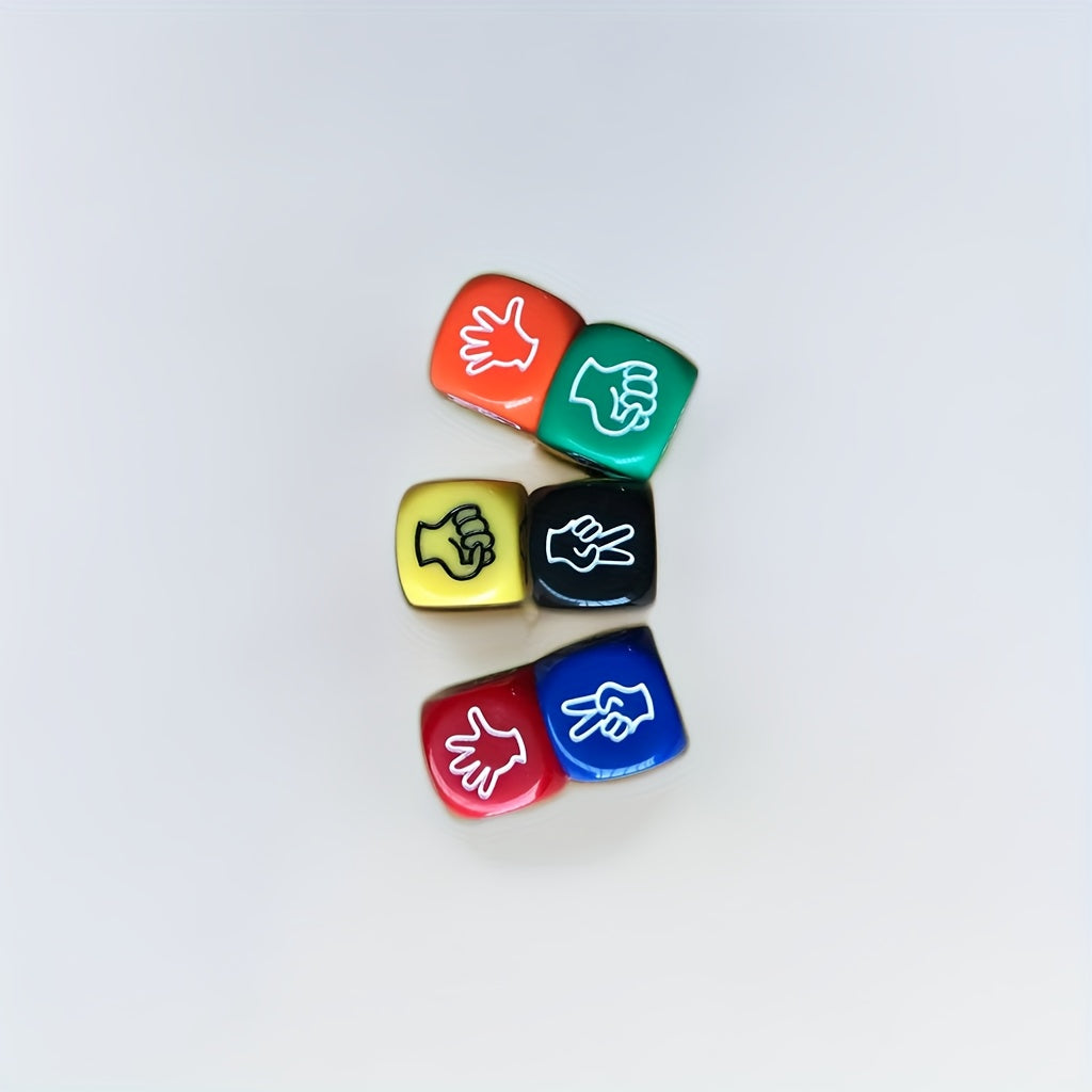 6pcs Acrylic Dice Rock Paper Scissors Finger Guessing Game