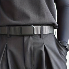 Business Casual Belt with Auto Buckle Nylon Braided Inner Belt