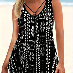 Vacay Tankini Set Women's Plus Floral & Geo Print Ring Linked Tank Top