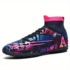 High Top Turf Football Boots - Gradient Print - Anti Skid - Breathable