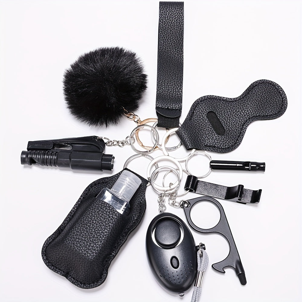 9pcs Women's Safety Keychain Set with Personal Alarm Window Breaker Accessories