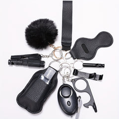 9pcs Women's Safety Keychain Set with Personal Alarm Window Breaker Accessories