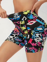 Graffiti Print Sports Shorts