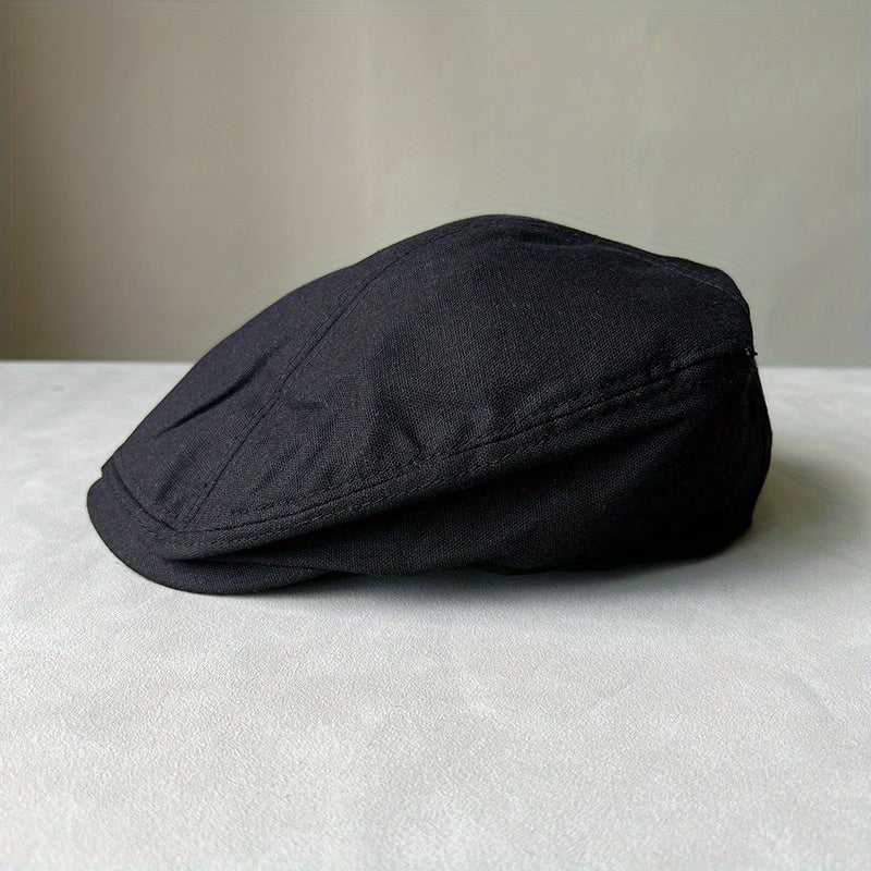 Men's Summer Newsboy Cap Vintage Golf Hat Solid Cabbie Cap
