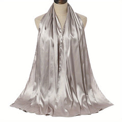 Satin Scarf Hijab Solid Shawl Head Wrap Sunscreen Turban Beach Towel
