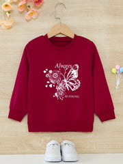 Girls Round Neck Sweatshirt Casual Comfort Fit Toddler Kids Tops Pullover