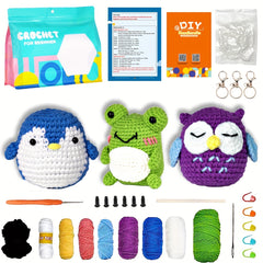 Crochet Yarn Kit with Owl Pen - DIY Cartoon Doll