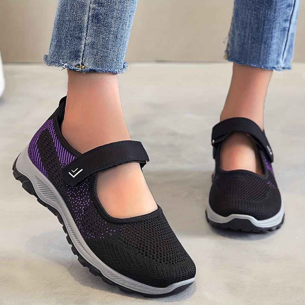 Breathable Backless Walking Shoes Hook & Loop Casual Sneakers Women's Footwear