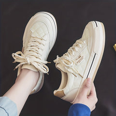 Women's Argyle Quilted Canvas Shoes Lace Up Thick Sole Board Shoes