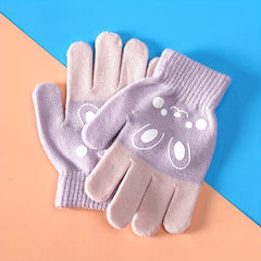 Kids Cartoon Knitted Gloves for Autumn and Winter