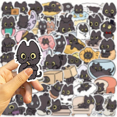 50pcs Cat Cartoon Stickers for Luggage Guitar Skateboard, Fun Vinyl Decoration