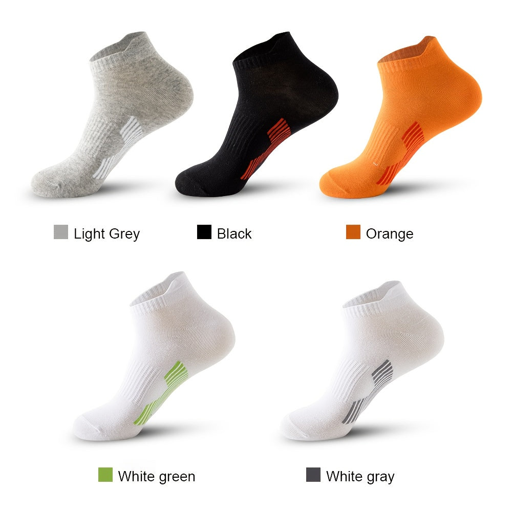 5 Pairs Men's Thin Cotton Sport Anklets for Running Football Basketball
