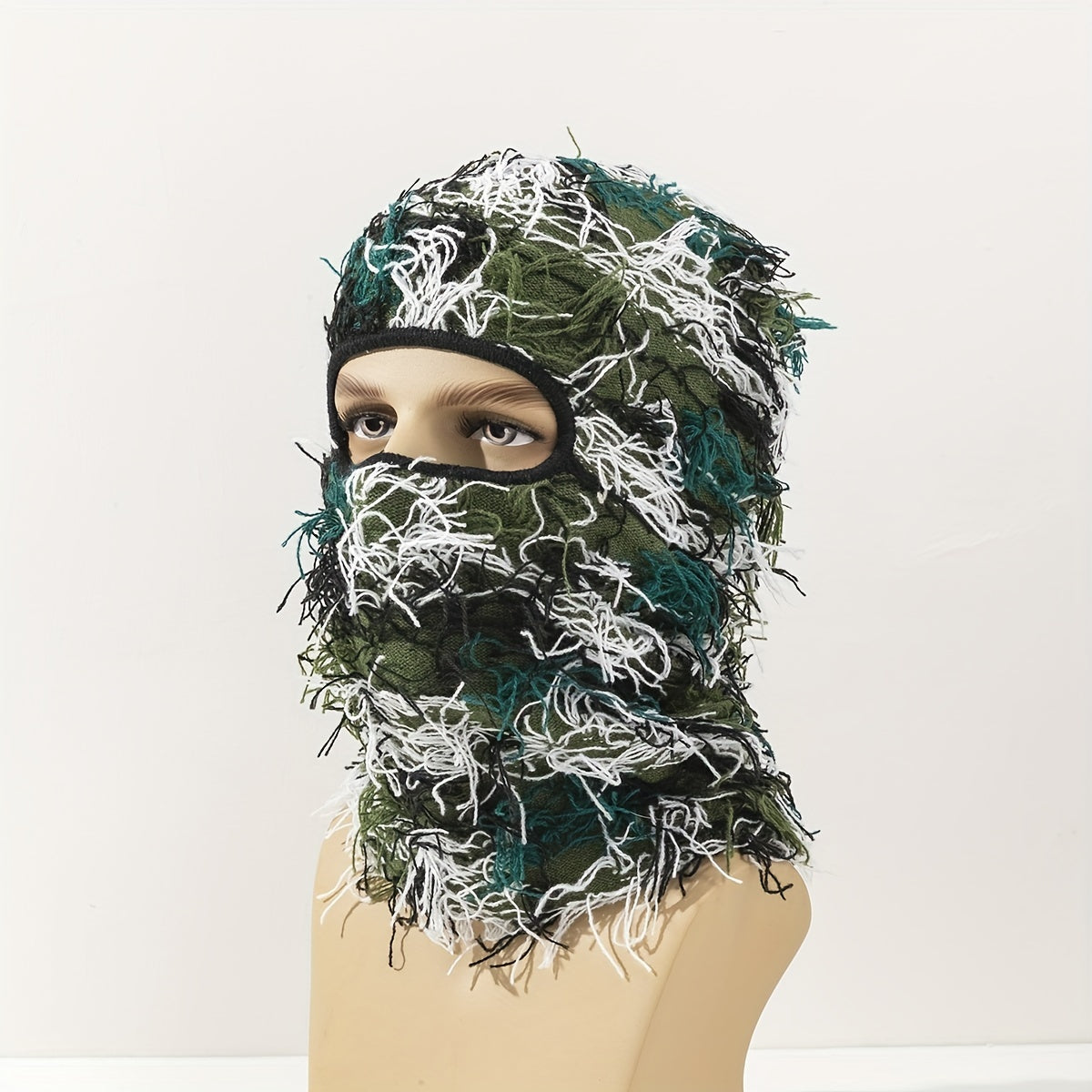 Y2K Camo Balaclava Ski Mask - Full Cover Knit Headgear for Men Women